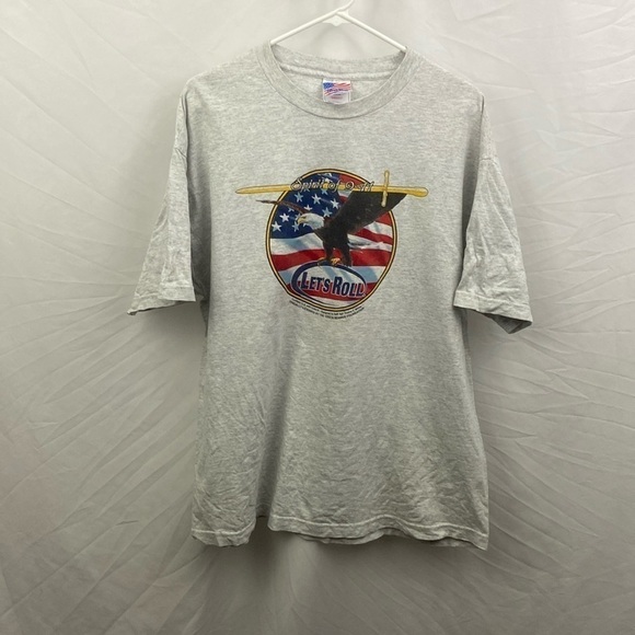 Vintage 9/11 Flight 93 Let’s Roll Todd M Beamer Foundation Sz XL T Shirt Gray - Picture 1 of 7